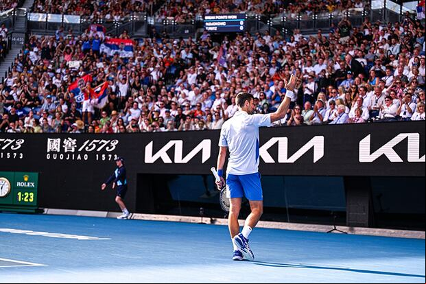 Paris, . 23rd Jan, 2024. Novak Djokovic of Serbia during the Australian Open 2024 Grand Slam tennis tournament on January 23, 2024 at Melbourne Park in Melbourne, Australia. Credit: Victor Joly/Alamy Live News - Image ID: 2WEAP20